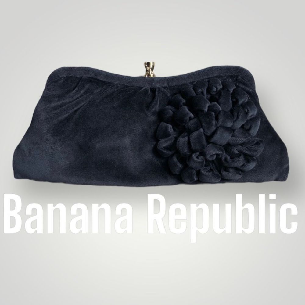 Banana Republic Black Velvet Clutch